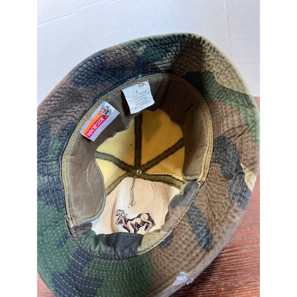 Vintage Camo Bucket Hat With Embroidered Design Size Large X3 - Picture 3 of 4